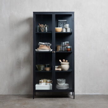 Čierna kovová vitrína 90x190 cm Carmel – Unique Furniture – Obrázok 8