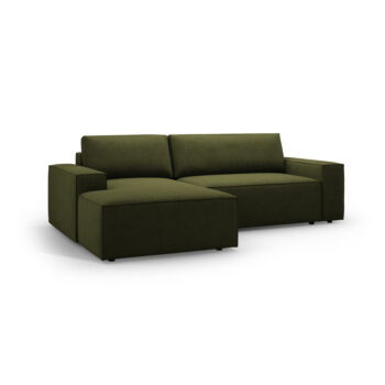 Tmavozelená rozkladacia rohová pohovka z textílie bouclé (ľavý roh) Jodie – Micadoni Home - Image 4