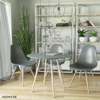 Okrúhly jedálenský stôl s čiernou doskou ø 80 cm Tebe – Homede - Image 2