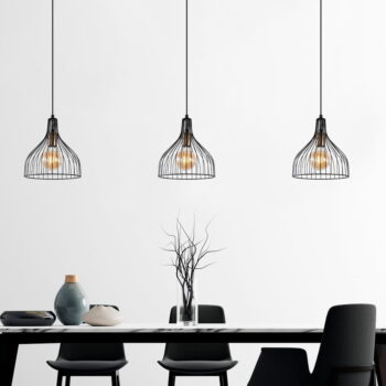 Čierne závesné svietidlo s kovovým tienidlom ø 25 cm Cafu – Opviq lights - Image 3