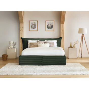 Tmavozelená čalúnená dvojlôžková posteľ s úložným priestorom a roštom 180x200 cm Jade – Bobochic Paris - Image 5
