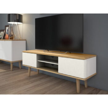 Biely TV stolík v dekore duba 140x52 cm Alana - Støraa - Image 3