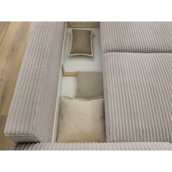 Svetlosivo-béžová menčestrová rozkladacia pohovka 257 cm Lucien – Bobochic Paris - Image 3