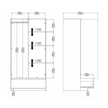 Biela šatníková skriňa 99x201 cm Naia - Tvilum – Obrázok 3