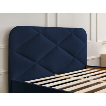 Tmavomodrá čalúnená dvojlôžková posteľ s roštom 140x190 cm Prune – Bobochic Paris - Image 9