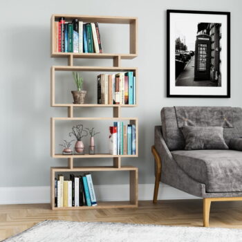 Knižnica v dekore duba v prírodnej farbe 72x25 cm Langdon – Kalune Design - Image 3
