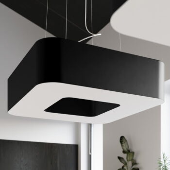 Čierne závesné svietidlo s textilným tienidlom Piano – Nice Lamps - Image 2