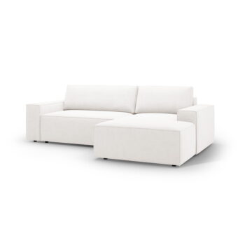Biela rozkladacia rohová pohovka z textílie bouclé (pravý roh) Jodie – Micadoni Home - Image 4
