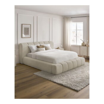 Béžová čalúnená dvojlôžková posteľ s úložným priestorom s roštom 180x200 cm Denali – Bobochic Paris – Obrázok 6