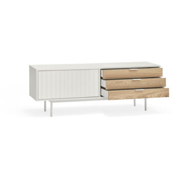TV stolík v dekore duba v bielo-prírodnej farbe 140x52 cm Sierra – Teulat - Image 2