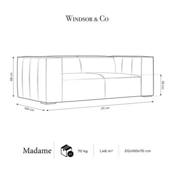 Tmavohnedá kožená pohovka 212 cm Madame - Windsor & Co Sofas - Image 7