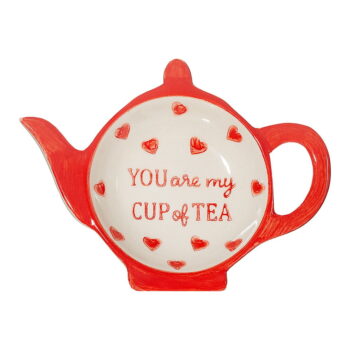 Červeno-biela keramická odkladacia miska na čajové vrecko You are My Cup of Tea – Sass & Belle