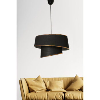 Závesné svietidlo v čierno-zlatej farbe s textilným tienidlom ø 32 cm Barette – Opviq lights - Image 2