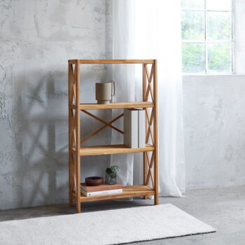 Regál z dubového dreva v prírodnej farbe 70x124 cm X-Shelf – Unique Furniture - Image 3
