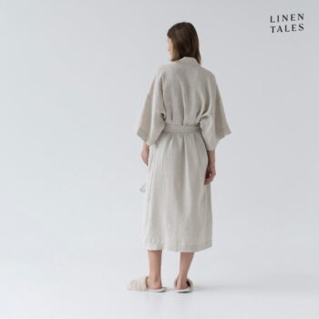 Béžový ľanový župan veľkosť L/XL Summer - Linen Tales - Image 6
