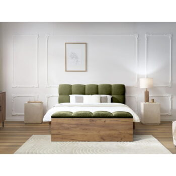 Zelená čalúnená dvojlôžková posteľ s roštom 180x200 cm Kumo – Bobochic Paris - Image 8