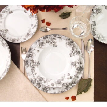 Dezertné porcelánové taniere v bielej a svetlosivej farbe v súprave 6 ks ø 19 cm Foliage gray – Villa Altachiara – Obrázok 5
