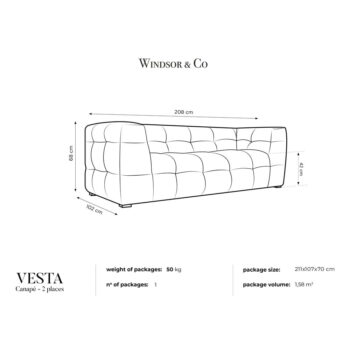 Béžová zamatová pohovka Windsor & Co Sofas Vesta, 208 cm – Obrázok 6