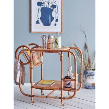 Ratanový servírovací stolík na kolieskach 46x87 cm Pucca – Bloomingville - Image 2