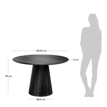 Čierny okrúhly jedálenský stôl z masívu mindi ø 120 cm Jeanette – Kave Home - Image 8