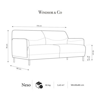 Tyrkysová pohovka Windsor & Co Sofas Neso, 175 cm - Image 9