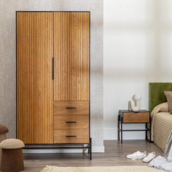 Šatníková skriňa v dekore jaseňa v prírodnej farbe 104x203 cm – Ixia - Image 9
