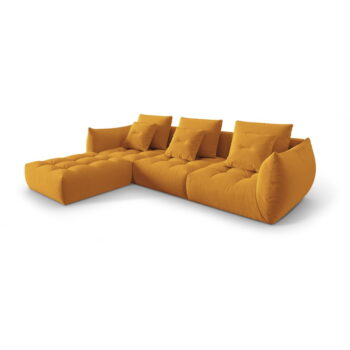 Žltá rohová pohovka z textílie bouclé (variabilný roh) Bloom – Micadoni Home - Image 3