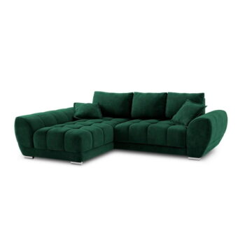 Tmavozelená rozkladacia rohová pohovka so zamatovým poťahom Windsor & Co Sofas Nuage, ľavý roh – Obrázok 2