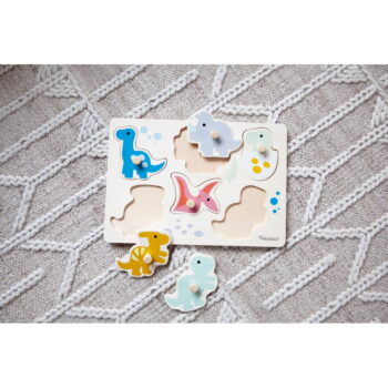Drevené vkladacie puzzle (počet dielikov 6) Dinosaurs – Kindsgut - Image 6