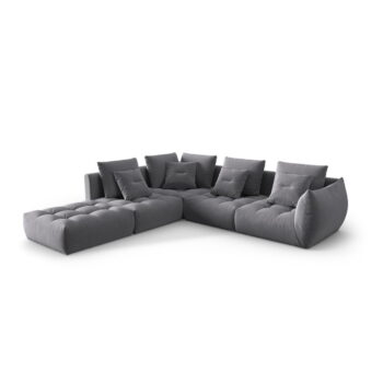 Tmavosivá rohová pohovka z textílie bouclé (ľavý roh/do L) Bloom – Micadoni Home – Obrázok 3