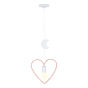 Bielo-svetloružové závesné svietidlo s textilným tienidlom Single – Candellux Lighting