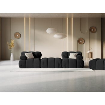 Čierna zamatová rohová pohovka Bellis – Micadoni Home - Image 10