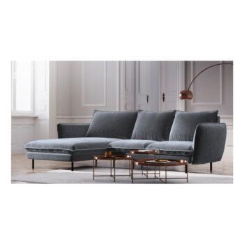 Sivá zamatová rohová pohovka Cosmopolitan Design Vienna, ľavý roh - Image 8