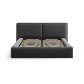 Tmavosivá zamatová čalúnená dvojlôžková posteľ s úložným priestorom s roštom 180x200 cm Arendal – Cosmopolitan Design - Image 4