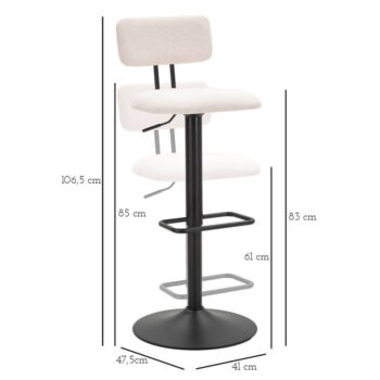 Bielo-čierna barová stolička s nastaviteľnou výškou (výška sedadla 61 cm) Tina – Mauro Ferretti - Image 9