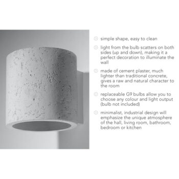 Betónové nástenné svietidlo Nice Lamps Roda - Image 4