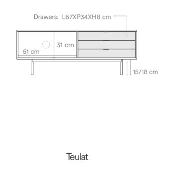 TV stolík v dekore duba v čierno-prírodnej farbe 140x52 cm Sierra – Teulat - Image 7