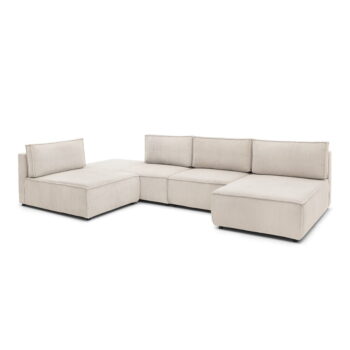 Krémovobiela menčestrová rohová pohovka (variabilná) Nihad modular – Bobochic Paris - Image 5