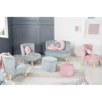Svetlomodrá zamatová detská pohovka 70 cm Lil Sofa – Roba - Image 3