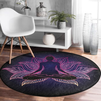 Tmavomodrý prateľný okrúhly koberec vhodný pre robotické vysávače ø 100 cm Comfort – Mila Home - Image 4