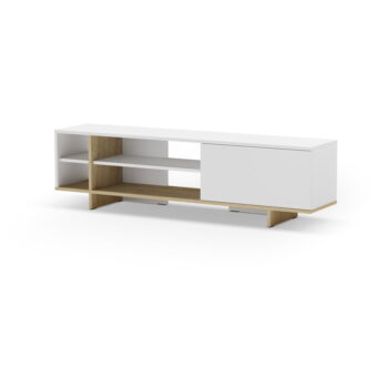 Biely TV stolík v dekore duba 160x44 cm Cequoia – Marckeric – Obrázok 2