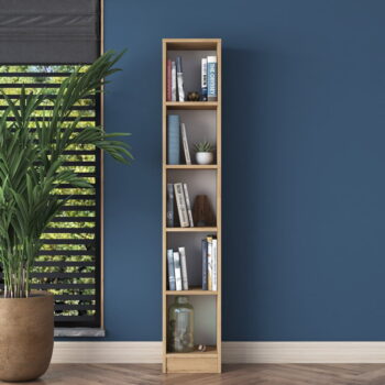 Knižnica v dekore orecha v prírodnej farbe 30x170 cm Allen - Kalune Design - Image 5