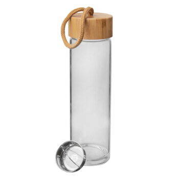 Sklenená fľaša na vodu s bambusovým viečkom Orion, 500 ml - Image 4