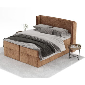Oranžová boxspring posteľ s úložným priestorom 200x200 cm Passion – Maison de Rêve - Image 8