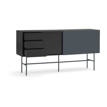 Čierno-antracitová nízka komoda s posuvnými dverami 180x91 cm Nube – Teulat - Image 3