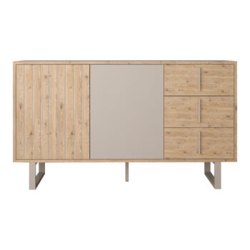 Nízka komoda v dekore duba v sivo-prírodnej farbe 140x80 cm Millay – Marckeric