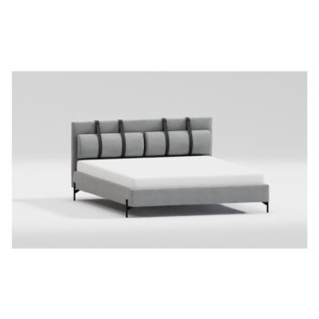 Svetlosivá čalúnená dvojlôžková posteľ s roštom 200x200 cm Tulsa – Ropez – Obrázok 5