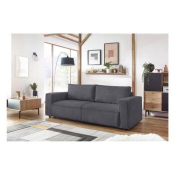 Tmavosivá menčestrová rozkladacia pohovka 245 cm Nihad – Bobochic Paris – Obrázok 11