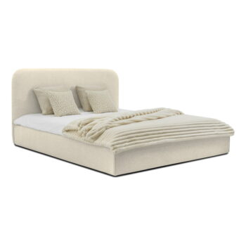 Krémová čalúnená dvojlôžková posteľ s úložným priestorom a roštom 140x200 cm Sea – Scandic – Obrázok 2