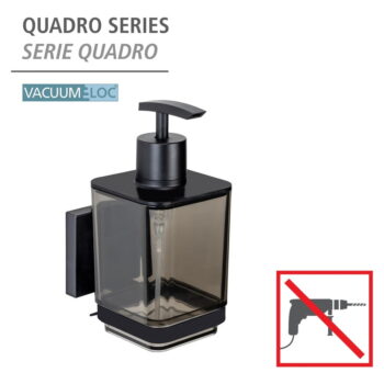 Čierny samodržiaci plastový dávkovač mydla 340 ml Quadro – Wenko - Image 8